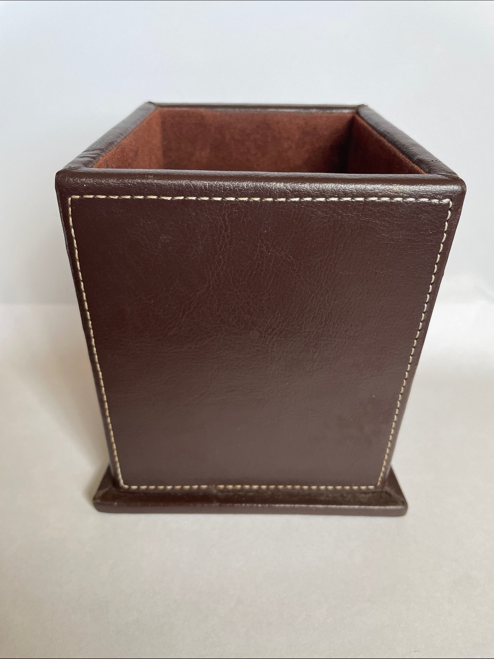 Brown Faux/Vegan PU Leather Pen Holder Organizer - Unbranded